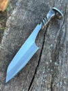 San Mai Knife Hand Forged Carbon Steel Rock Finish With Leather Sheath