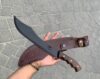 Hunting Knife Deer Stamp Rose Wood Handle with Leather Sheath