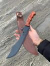 Hunting Knife Deer Pattern Rose Wood Handle with Leather Sheath
