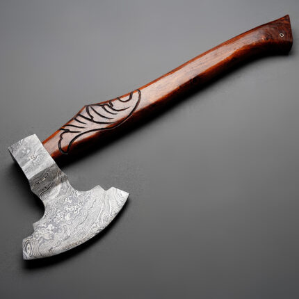 Luxurious Viking Axe Damascus Steel Head With Stair Steps