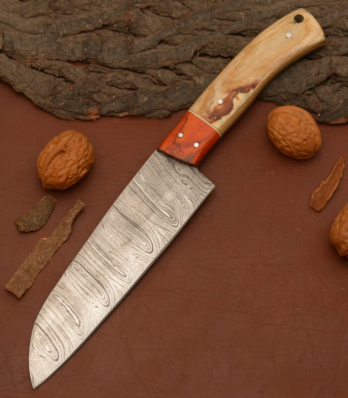 Chef Knife Pakka Wood Handle + Leather