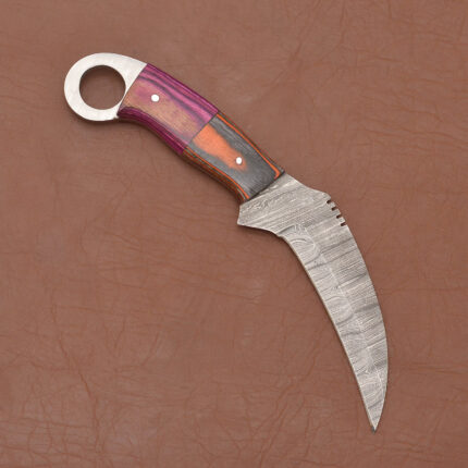 Karambit Knife Pakka Wood Handle + Sheath