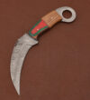 Karambit Knife Wood Handle With Leather Sheath