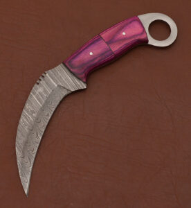 Karambit Knife Pakka Wood Handle + Leather Sheath