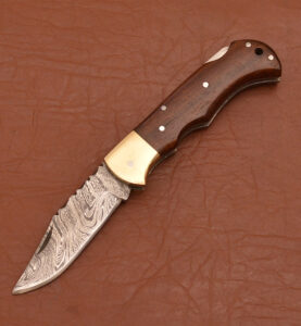 Folding Knife Wood Handle+ Sheath