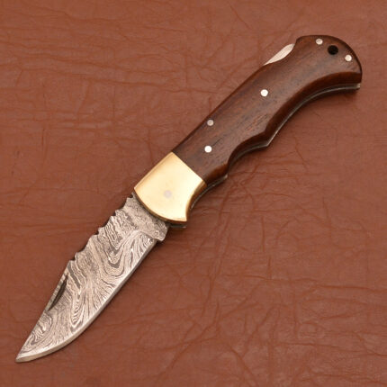 Folding Knife Wood Handle+ Sheath