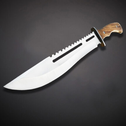 Big Hunting Bowie D2 Steel Blade Wood Handle With Leather Sheath