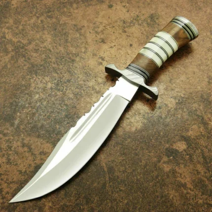 Custom Made BOWIE Knife D2 Steel Hunting Knife With Beautiful Leather Sheath