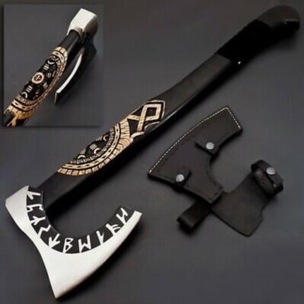 Handmade Viking Bearded Axe Etching On Blade